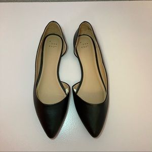 A New Day Rebecca Ballet Flats Pointy Toe Shoes SZ 8.5 Black Leatherette